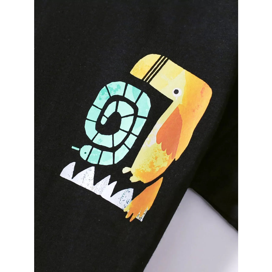 Children’s Cartoon Graphic Tee and Shorts Set Apparel and Accessories