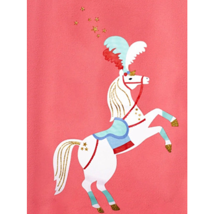 Children’s Cartoon Horse Graphic Ruffle Sleeve T-Shirt Apparel and Accessories