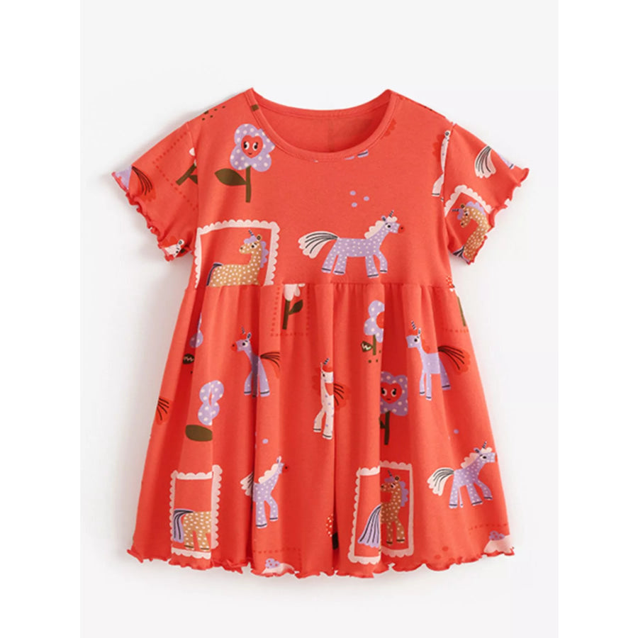 Children’s Cartoon Horse Print Casual Dress Apparel and Accessories