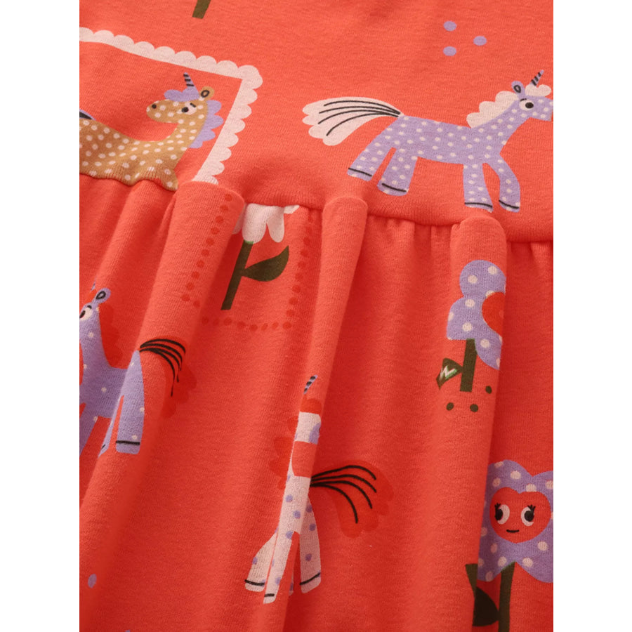 Children’s Cartoon Horse Print Casual Dress Apparel and Accessories