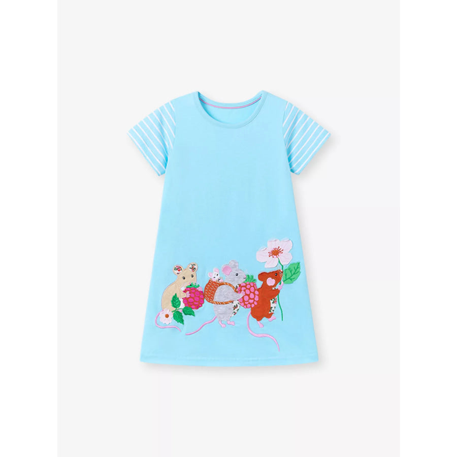 Children’s Cartoon Mouse Embroidered Casual Dress Apparel and Accessories