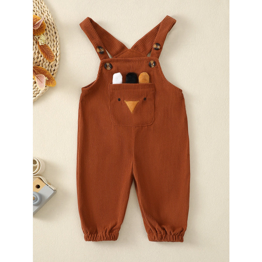 Children’s Cartoon Pocket Corduroy Overalls Brown / 0-3M Apparel and Accessories