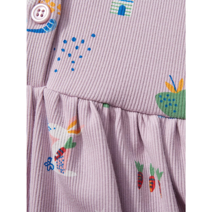 Children’s Cartoon Print Button Front Casual Dress Apparel and Accessories