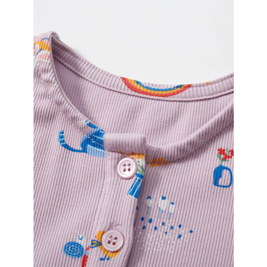 Children’s Cartoon Print Button Front Casual Dress Apparel and Accessories