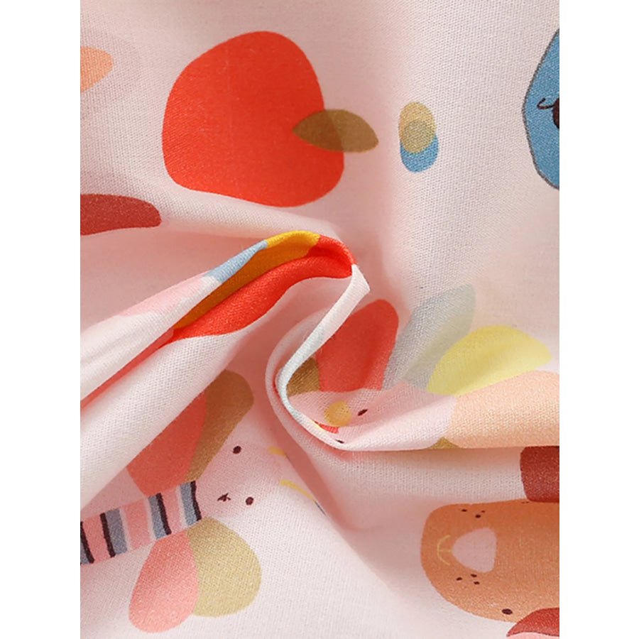 Children’s Cartoon Print Button-Front Dress with Pockets Apparel and Accessories