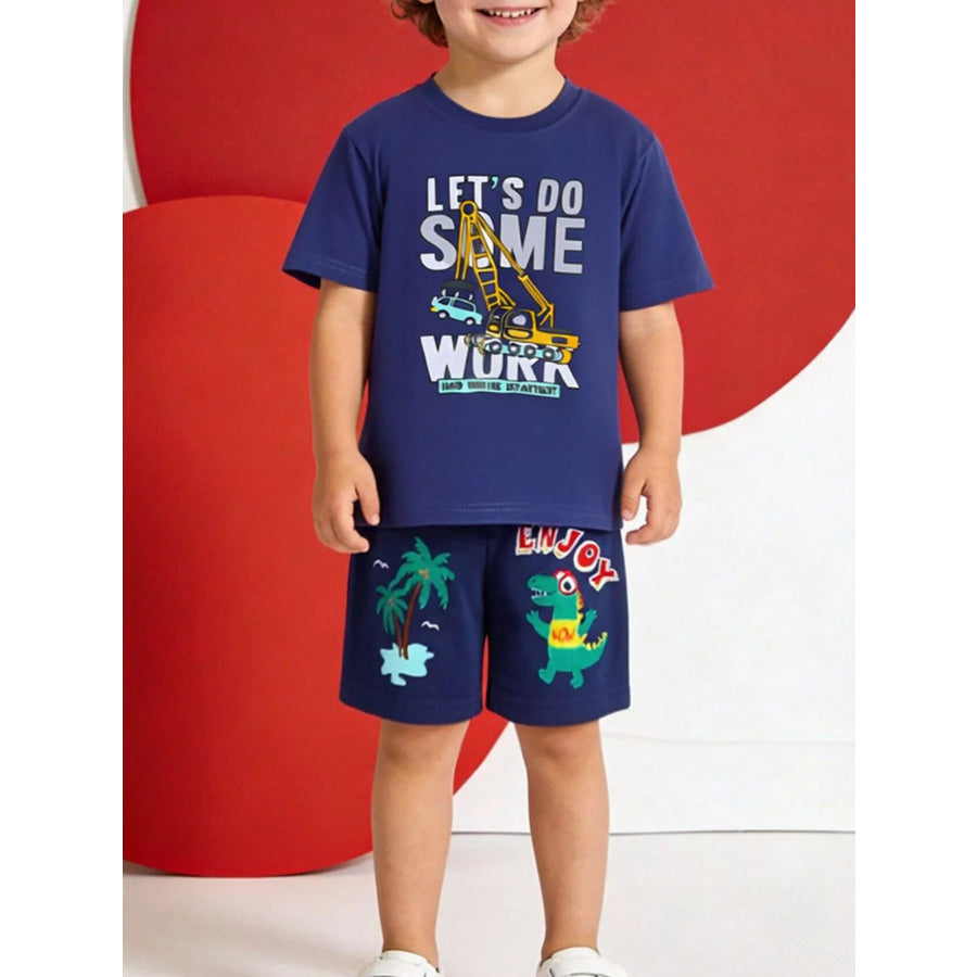 Children’s Cartoon Print Elastic Waist Casual Shorts Dark Navy / 2Y Apparel and Accessories