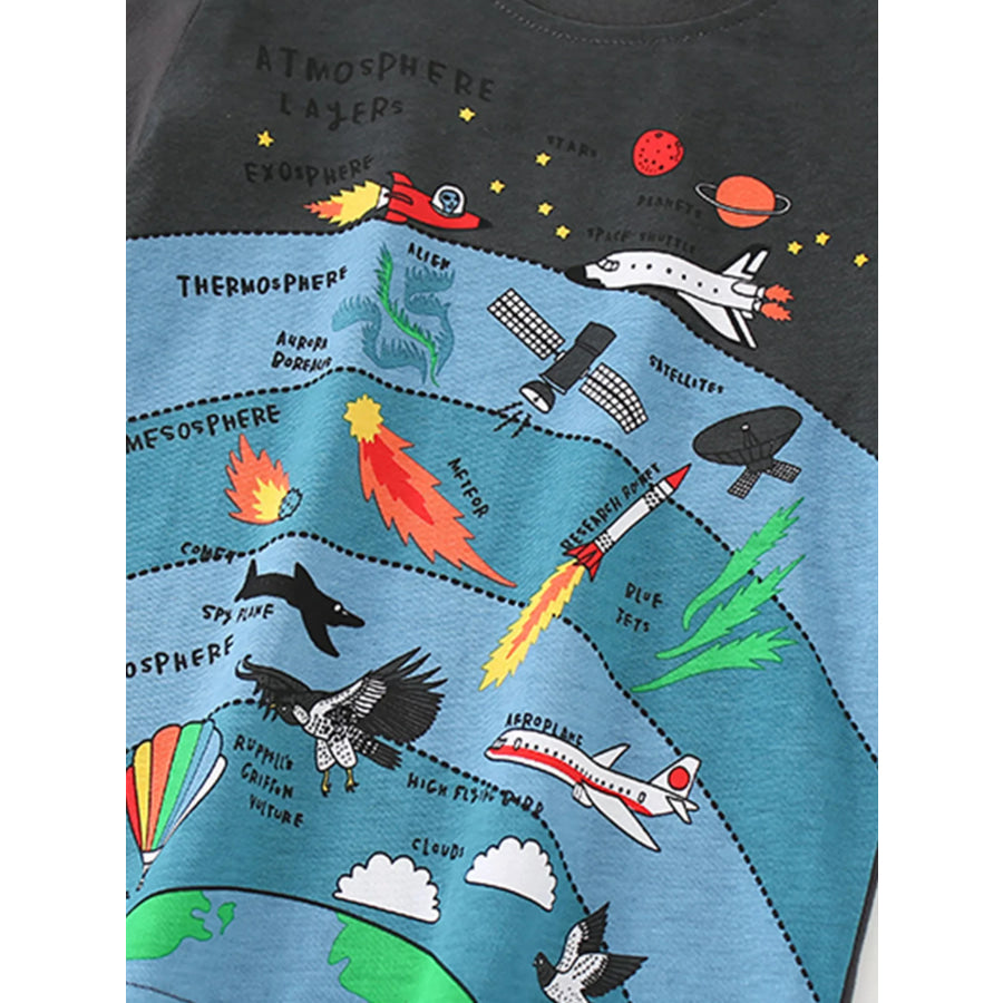 Children’s Cartoon Print Round Neck T-Shirt Apparel and Accessories