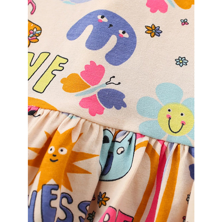 Children’s Cartoon Print Short Sleeve Casual Dress Apparel and Accessories