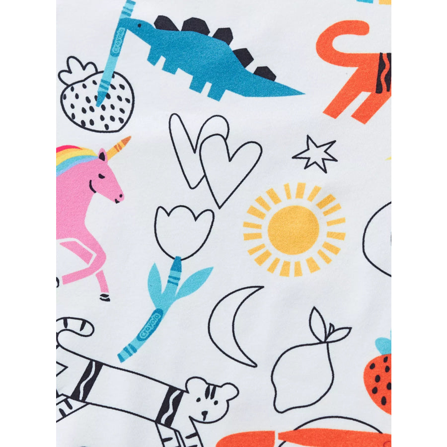 Children’s Cartoon Print Short Sleeve Tee and Shorts Set Apparel and Accessories
