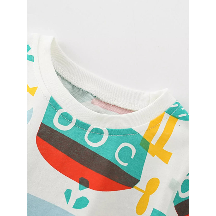 Children’s Cartoon Print T-Shirt and Shorts Set Apparel and Accessories