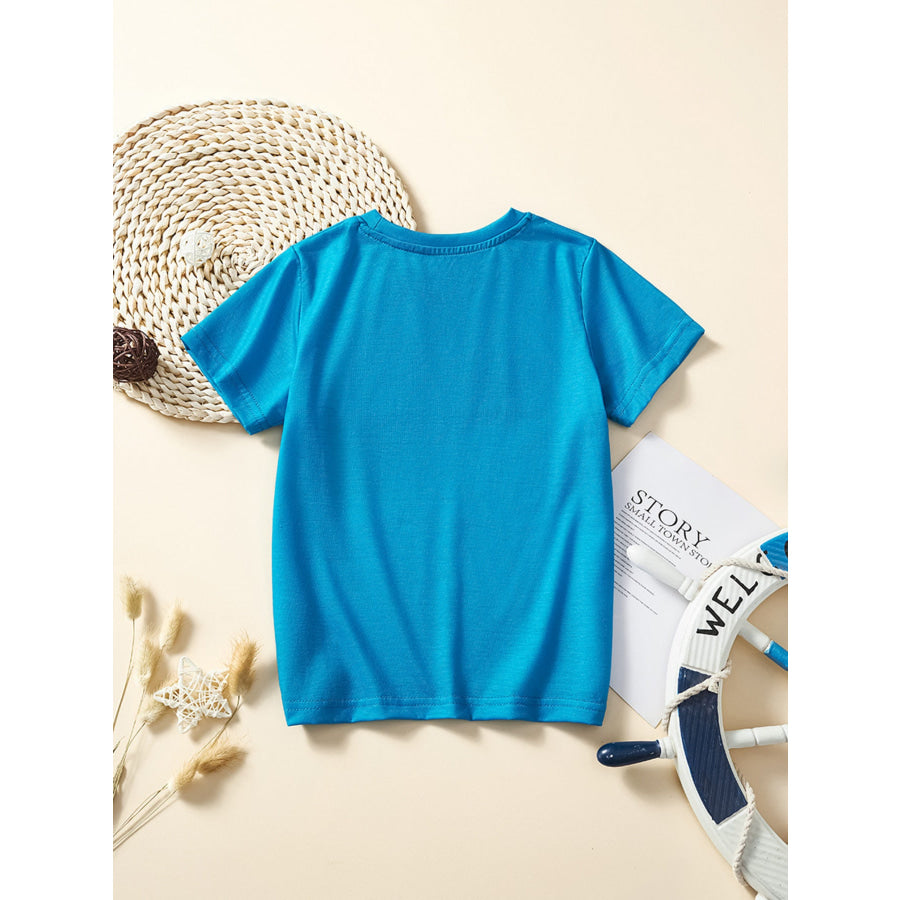 Children’s Cartoon Shark Print Short Sleeve T-Shirt Apparel and Accessories