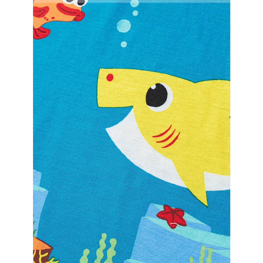 Children’s Cartoon Shark Print Short Sleeve T-Shirt Apparel and Accessories