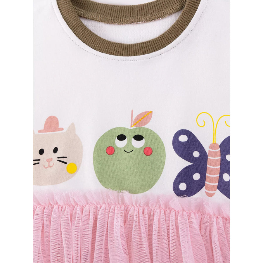 Children’s Cartoon Short Sleeve Tulle Dress Apparel and Accessories