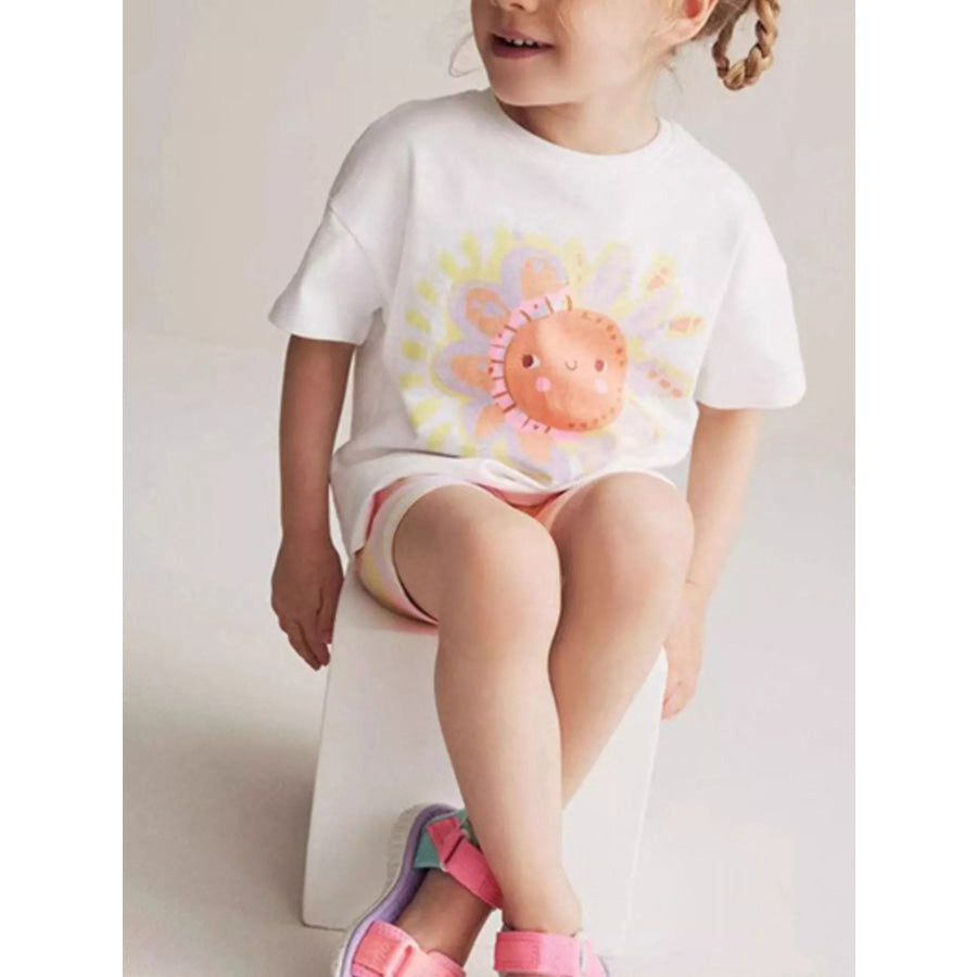 Children’s Cartoon Sun Short Sleeve T-Shirt Apparel and Accessories