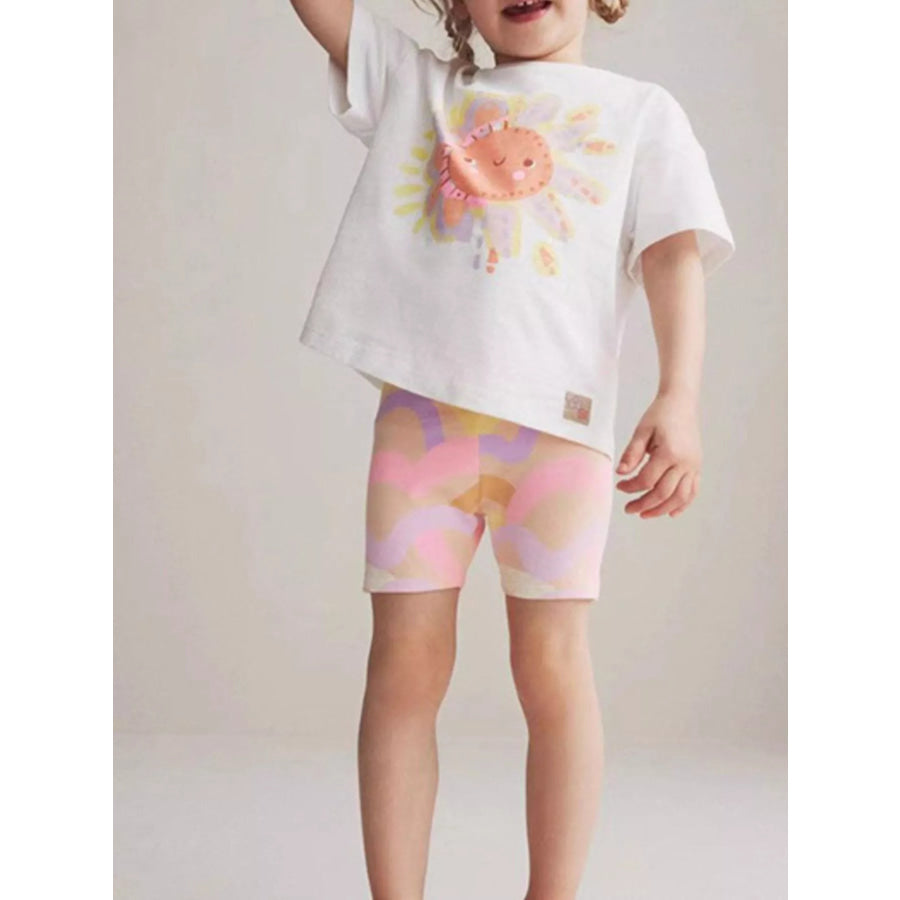 Children’s Cartoon Sun Short Sleeve T-Shirt White / 2T Apparel and Accessories