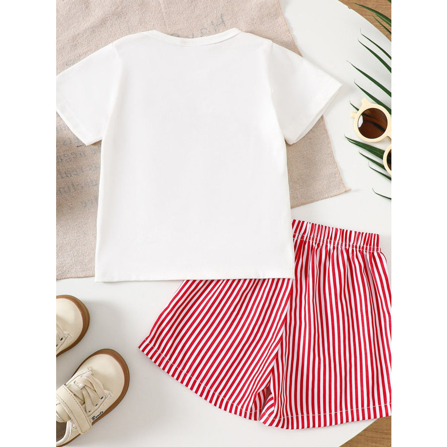 Children’s Cartoon Tractor Embroidered Tee and Shorts Set Apparel and Accessories