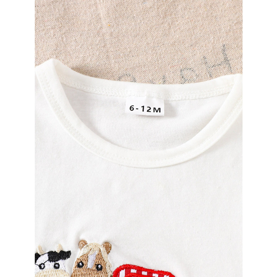 Children’s Cartoon Tractor Embroidered Tee and Shorts Set Apparel and Accessories