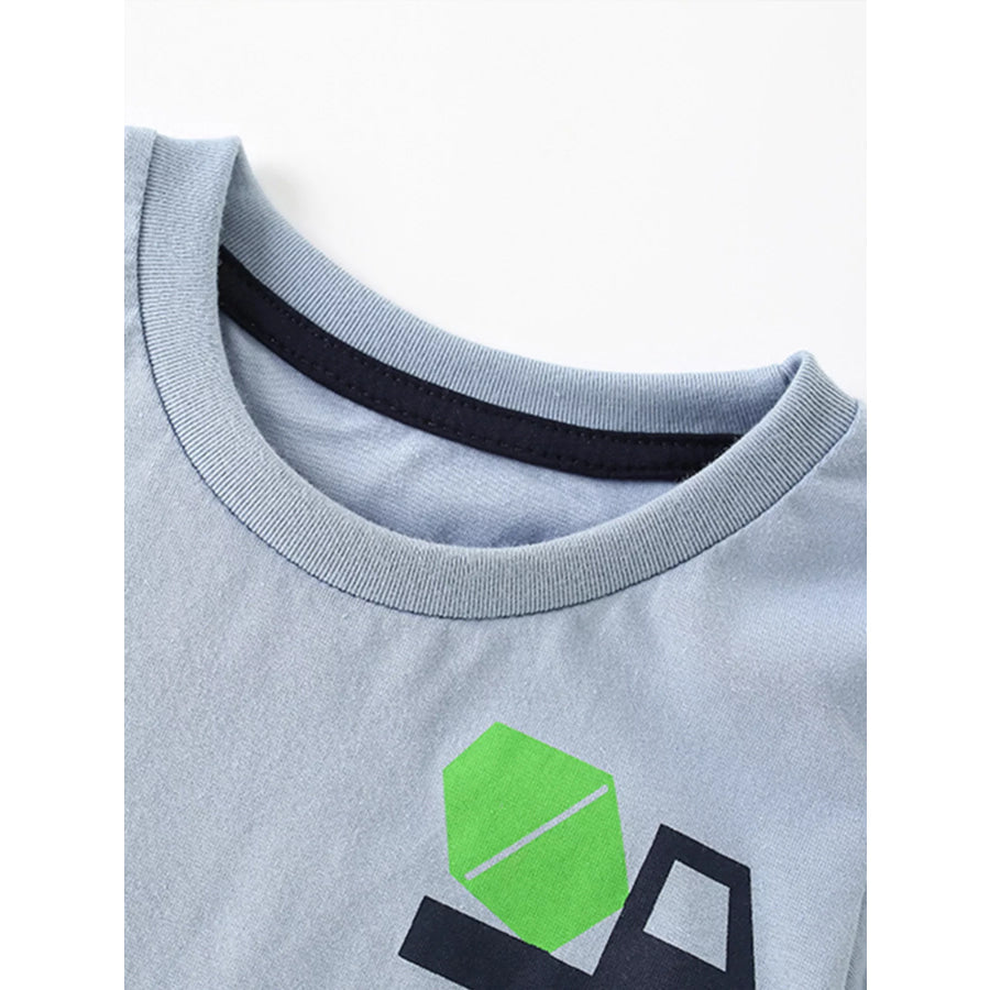 Children’s Cartoon Truck Graphic Short Sleeve T-Shirt Apparel and Accessories
