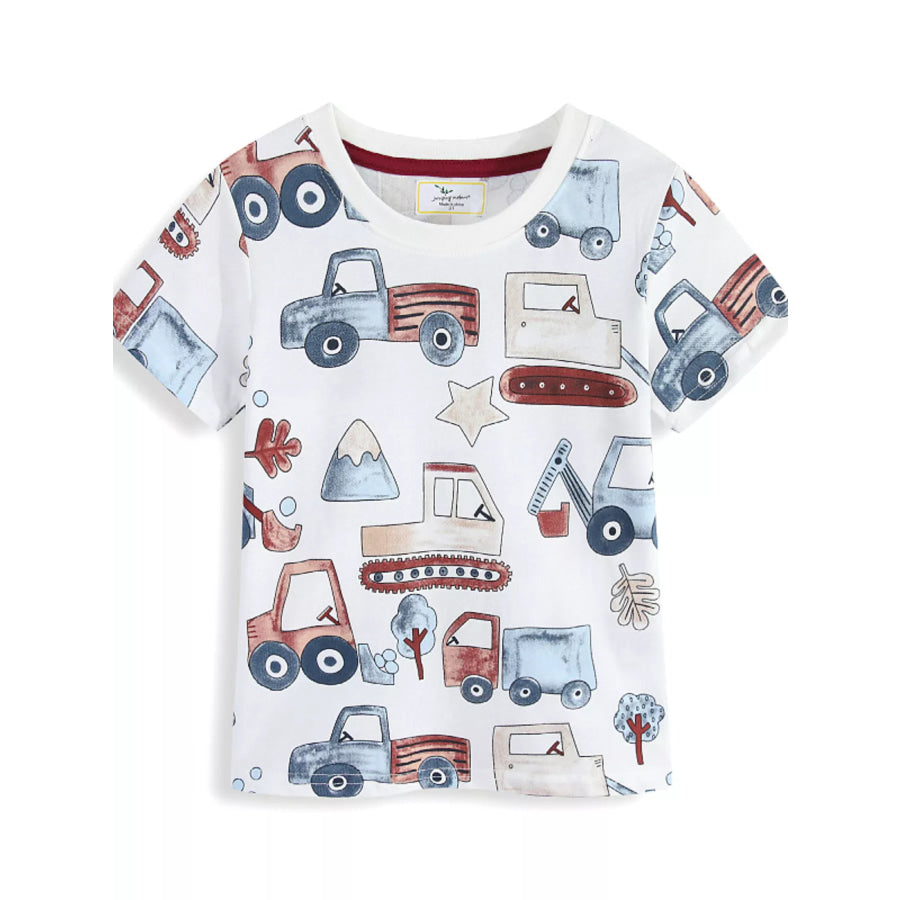 Children’s Cartoon Truck Print Short Sleeve T-Shirt Apparel and Accessories