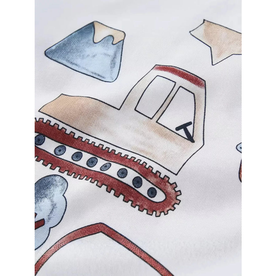 Children’s Cartoon Truck Print Short Sleeve T-Shirt Apparel and Accessories