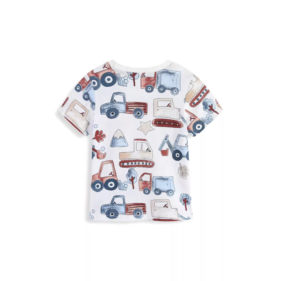 Children’s Cartoon Truck Print Short Sleeve T-Shirt Apparel and Accessories