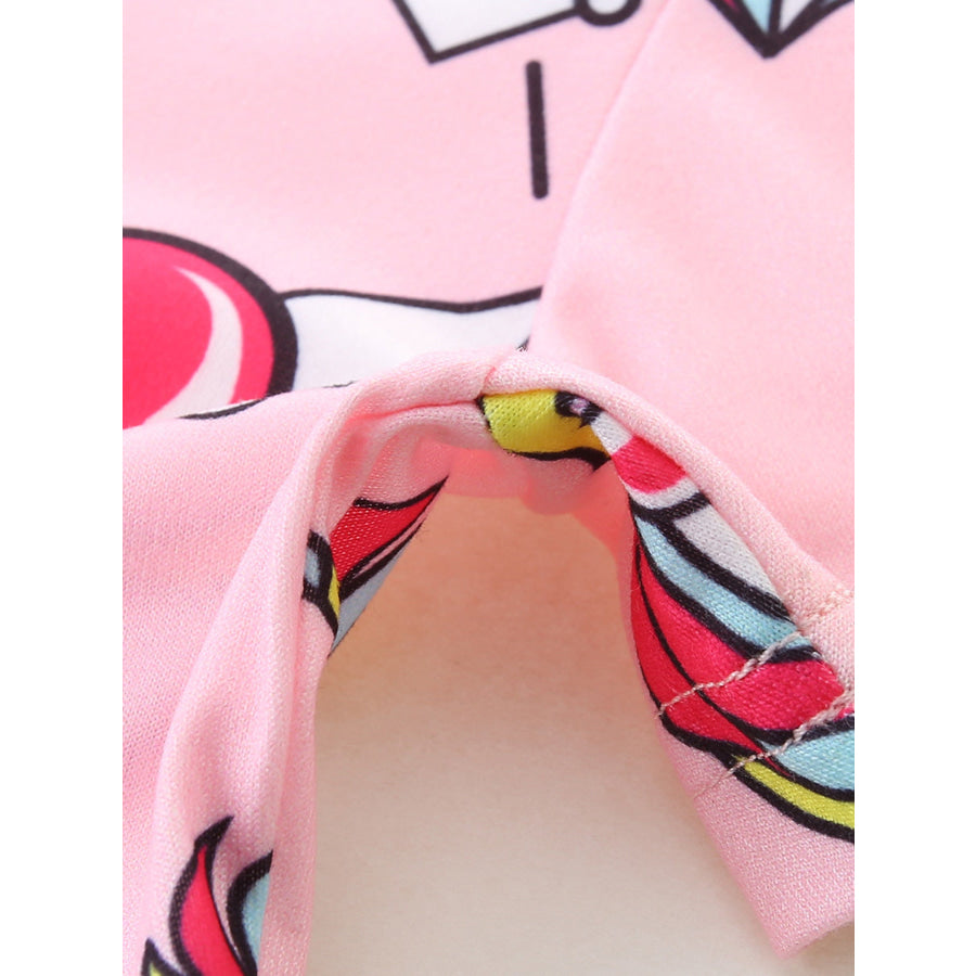 Children’s Cartoon Unicorn Print Short Sleeve Dress Apparel and Accessories