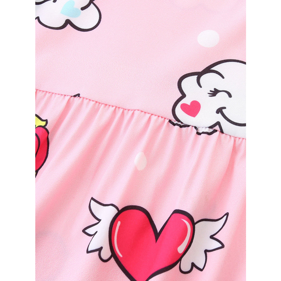 Children’s Cartoon Unicorn Print Short Sleeve Dress Apparel and Accessories
