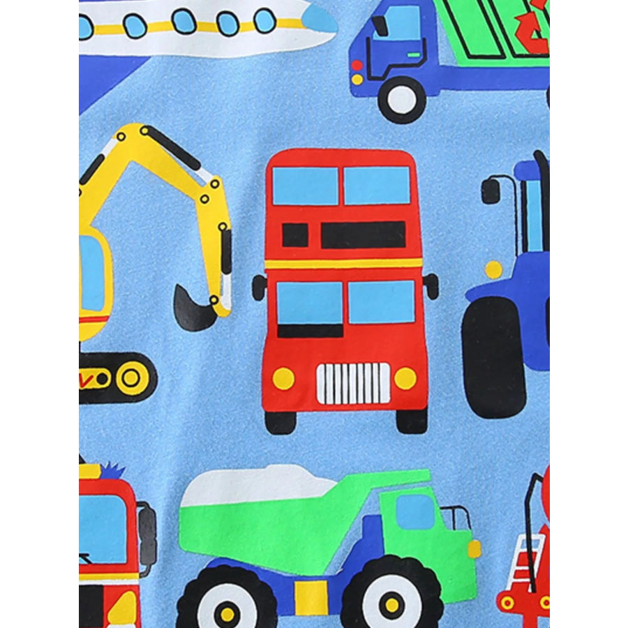 Children’s Cartoon Vehicle Crew Neck Short Sleeve T-Shirt Apparel and Accessories