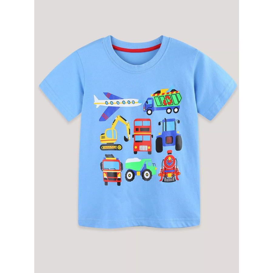 Children’s Cartoon Vehicle Crew Neck Short Sleeve T-Shirt Apparel and Accessories