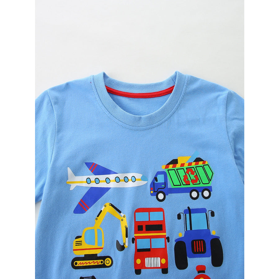 Children’s Cartoon Vehicle Crew Neck Short Sleeve T-Shirt Apparel and Accessories