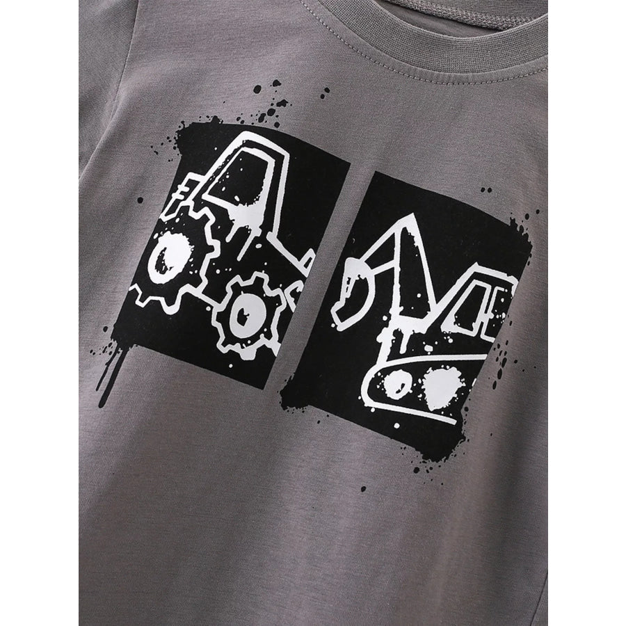Children’s Cartoon Vehicle Graphic Crew Neck Kids T-Shirt Apparel and Accessories