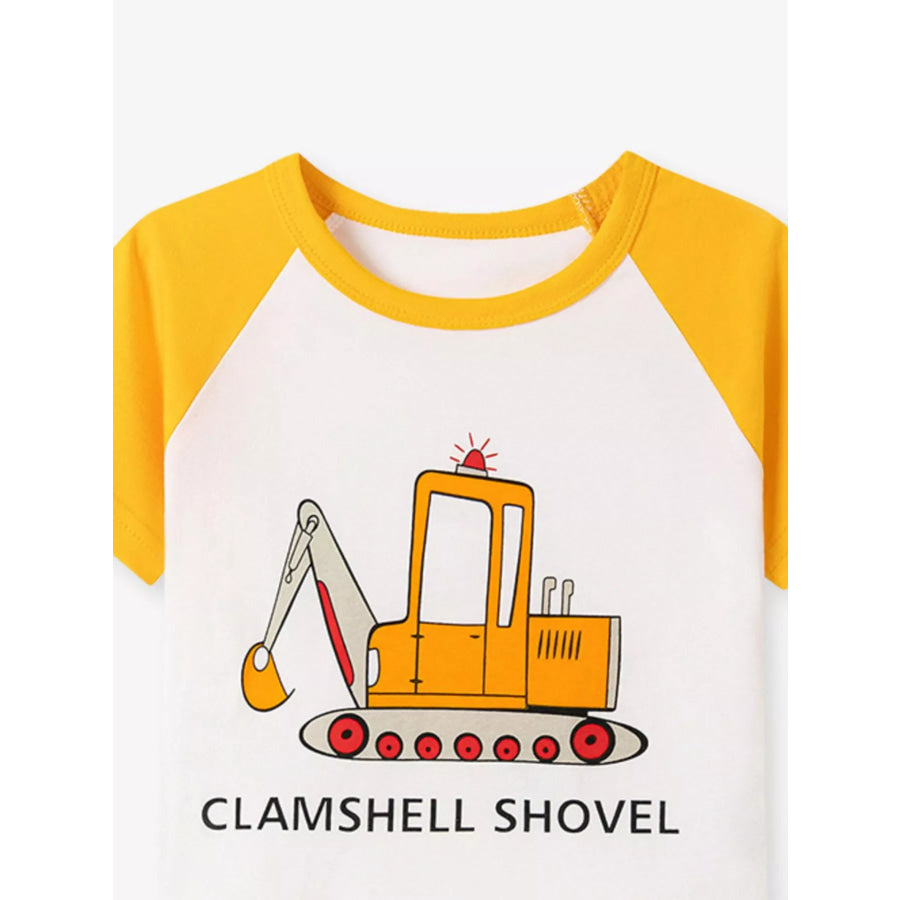 Children’s Cartoon Vehicle Graphic Raglan Sleeve T-Shirts Apparel and Accessories