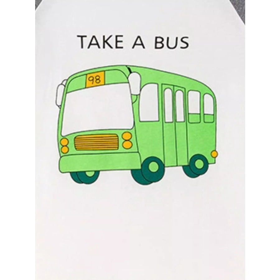 Children’s Cartoon Vehicle Graphic Raglan Sleeve T-Shirts Apparel and Accessories