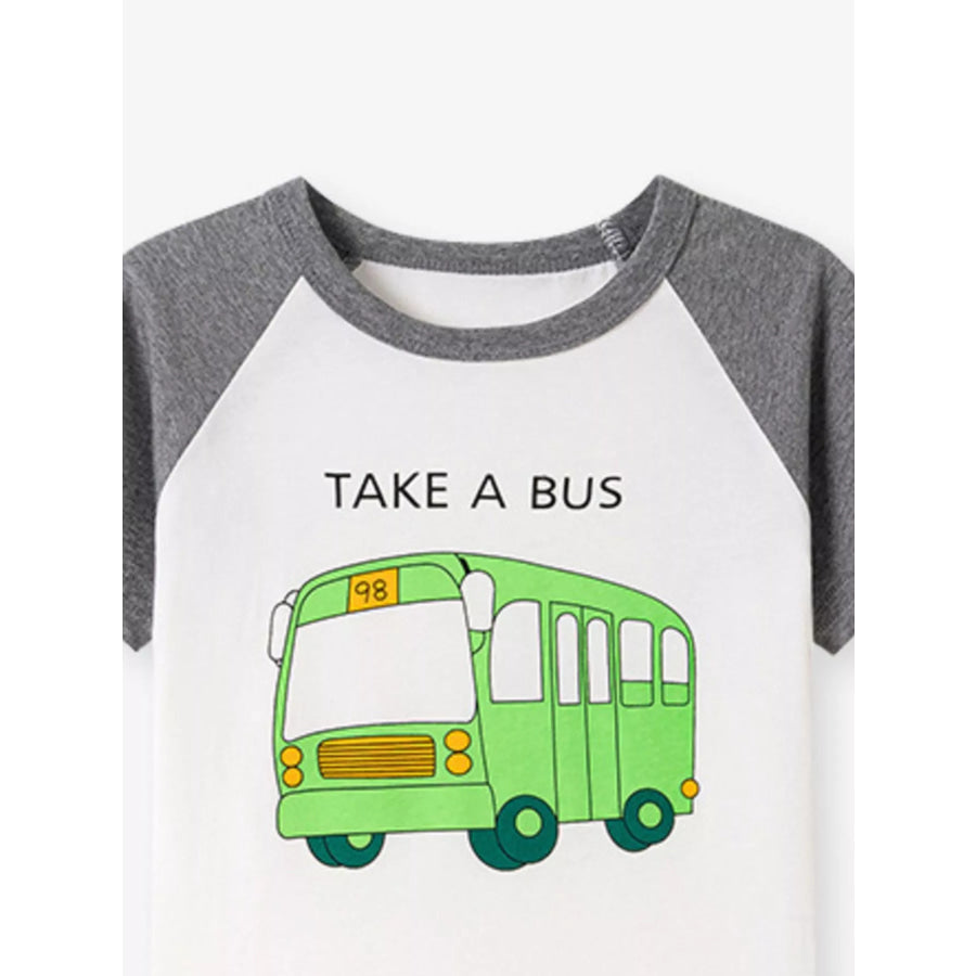 Children’s Cartoon Vehicle Graphic Raglan Sleeve T-Shirts Apparel and Accessories
