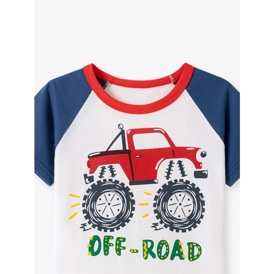 Children’s Cartoon Vehicle Graphic Raglan Sleeve T-Shirts Apparel and Accessories