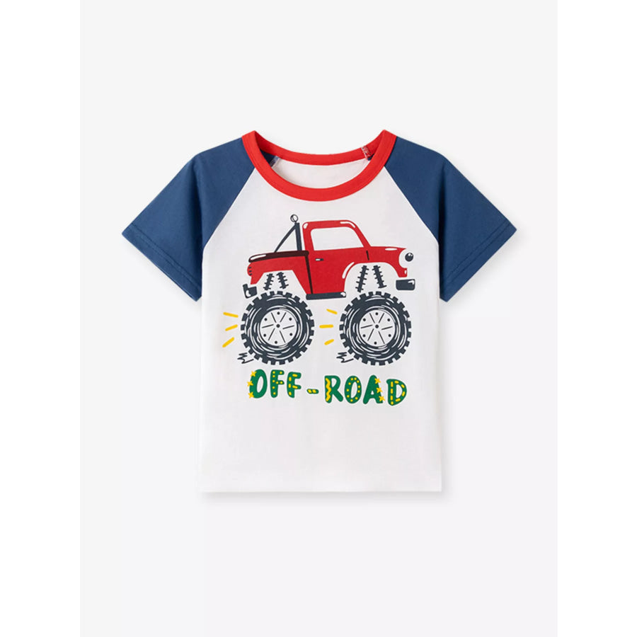 Children’s Cartoon Vehicle Graphic Raglan Sleeve T-Shirts Light Gray / 2Y Apparel and Accessories