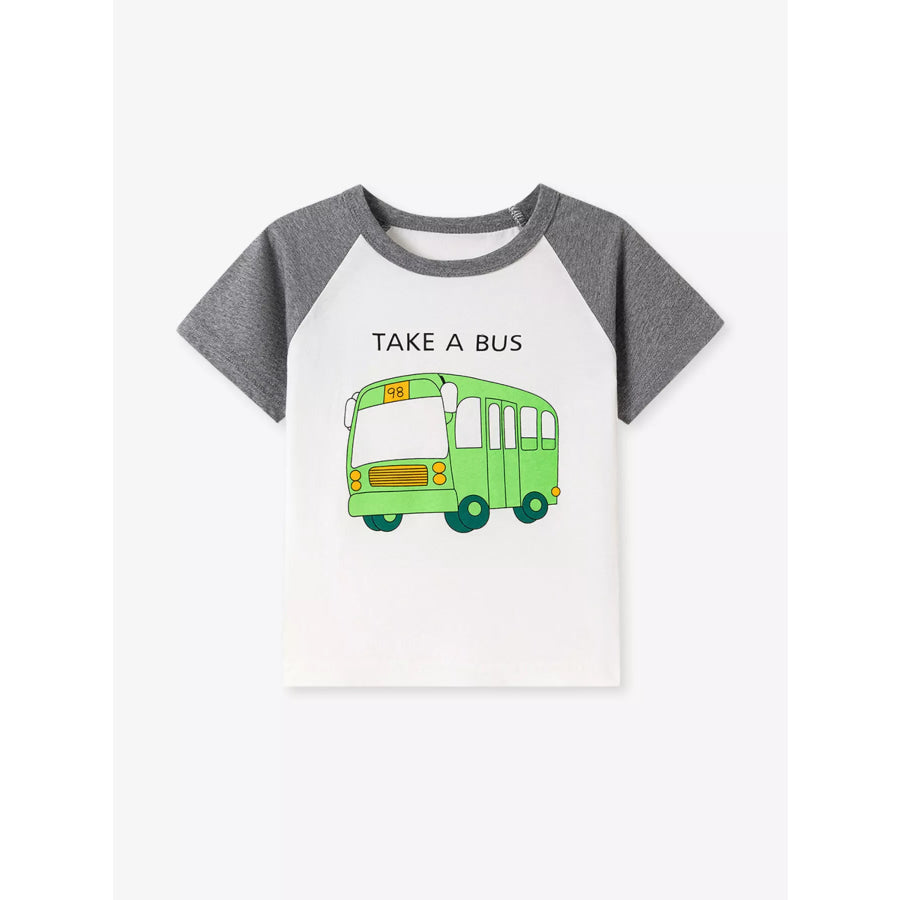 Children’s Cartoon Vehicle Graphic Raglan Sleeve T-Shirts Lime / 2Y Apparel and Accessories