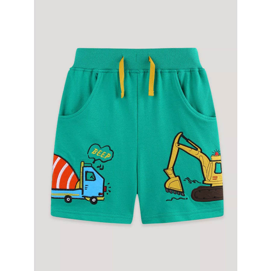 Children’s Cartoon Vehicle Print Casual Shorts Apparel and Accessories