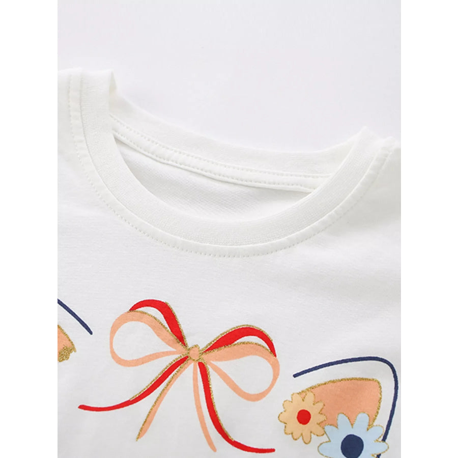 Children’s Cat Graphic Tee & Floral Pants Set Apparel and Accessories