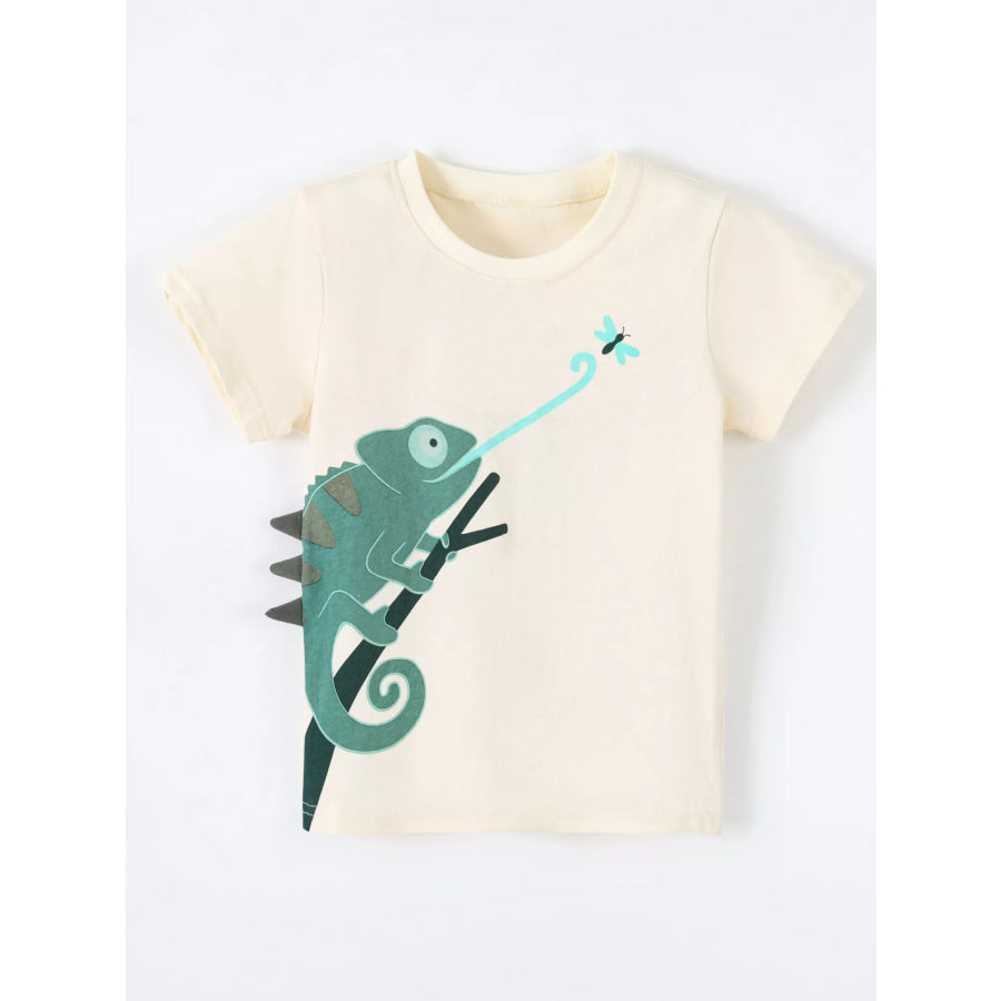 Children’s Chameleon Catching Insect Graphic T-Shirt Apparel and Accessories