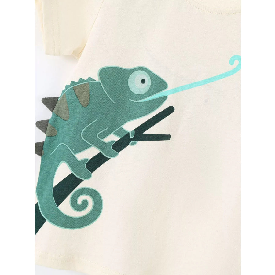 Children’s Chameleon Catching Insect Graphic T-Shirt Apparel and Accessories