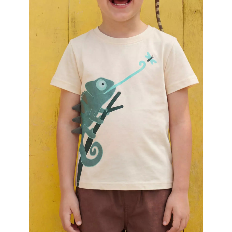 Children’s Chameleon Catching Insect Graphic T-Shirt Gold / 2-3 Apparel and Accessories