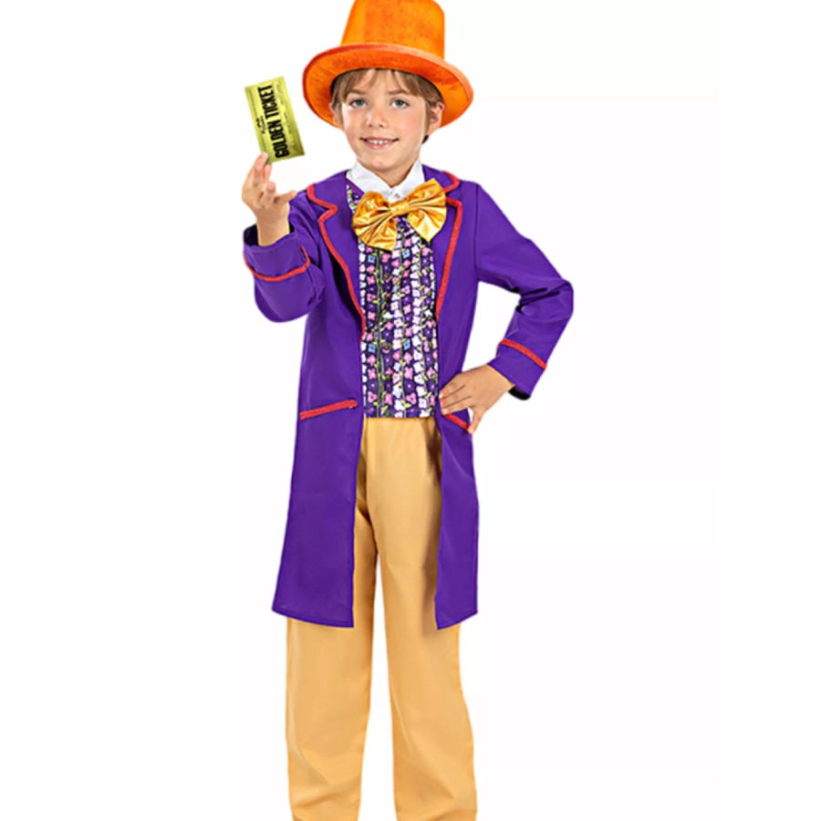 Children’s Charlie and the Chocolate Factory Costume Set Willy Wonka Orange Hat / S Apparel Accessories