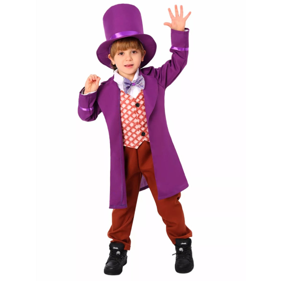Children’s Charlie and the Chocolate Factory Costume Set Willy Wonka Purple Hat / S Apparel Accessories