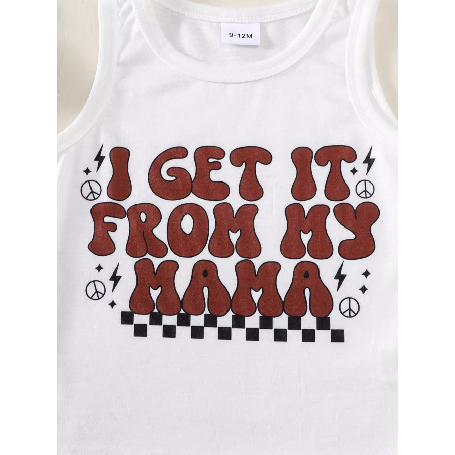 Children’s Checkered Letter Tank Top & Shorts Set Apparel and Accessories