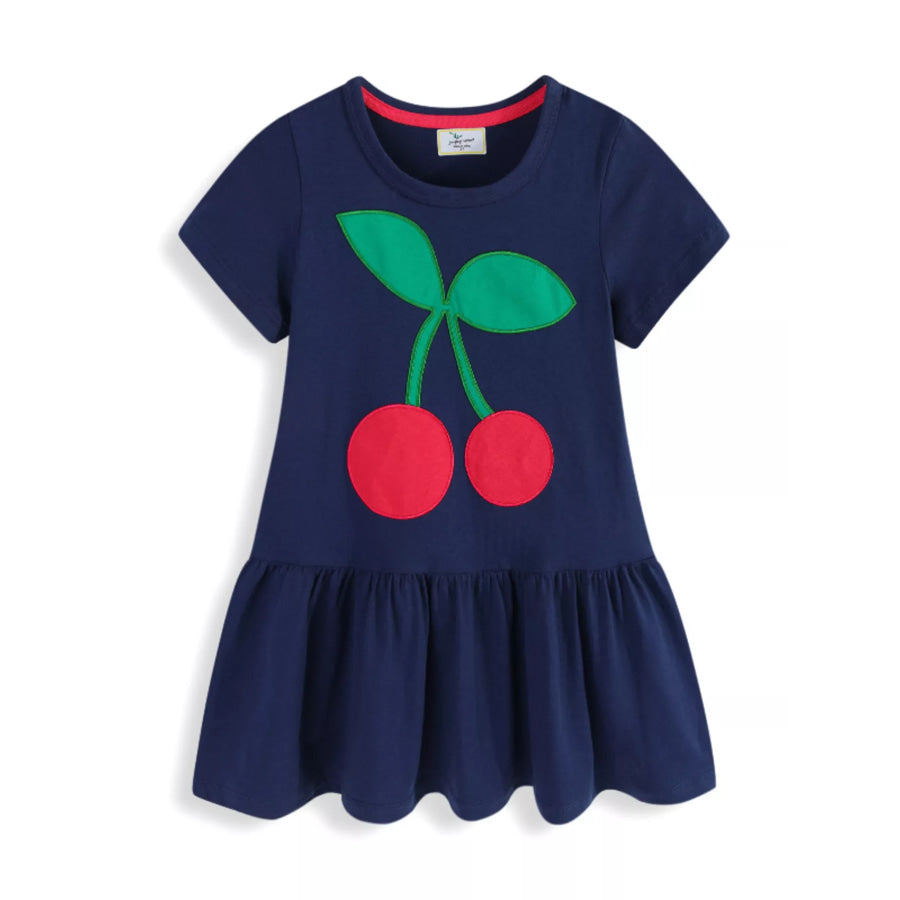Children’s Cherry Applique Ruffle Hem Dress Apparel and Accessories