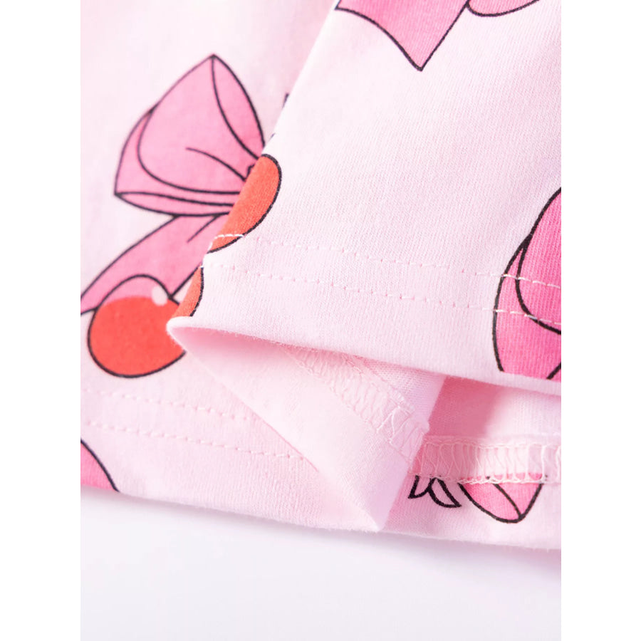 Children’s Cherry Bowknot Print Ruffle Hem Dress Apparel and Accessories