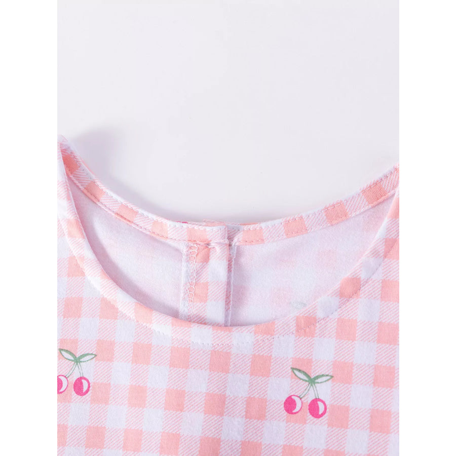 Children’s Cherry Gingham Ruffle Sleeve Dress Apparel and Accessories