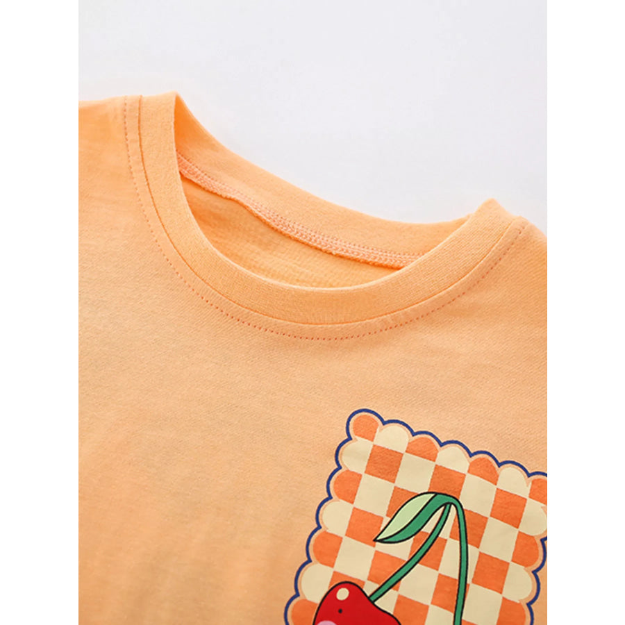 Children’s Cherry Graphic Tee and Striped Shorts Set Apparel and Accessories