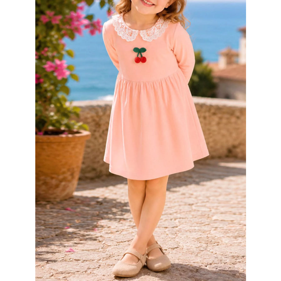 Children’s Cherry Lace Collar Long Sleeve Dress Apparel and Accessories